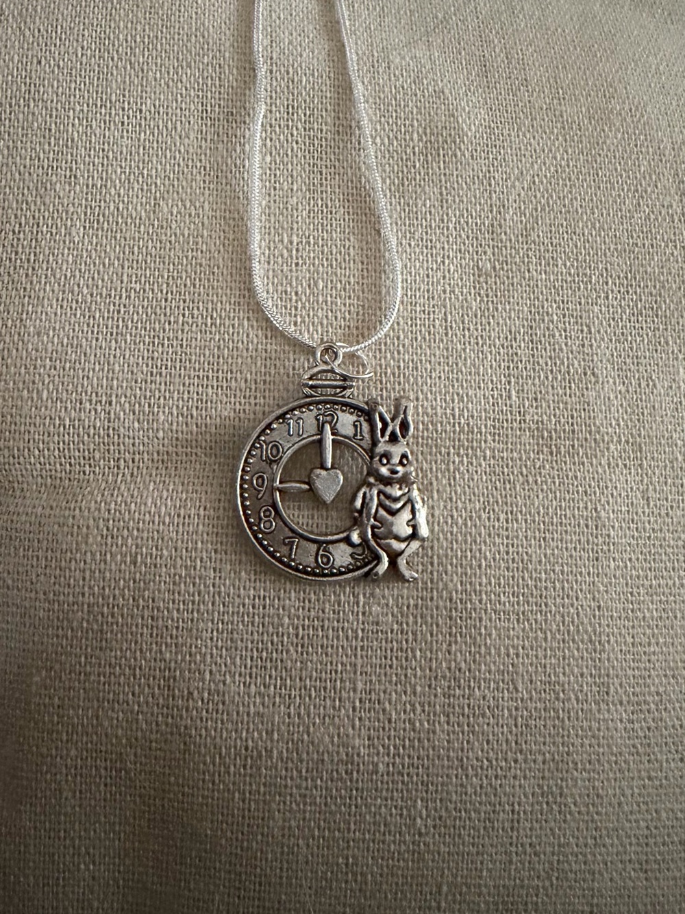 Silver Rabbit Pocket Watch Pendant Necklace -